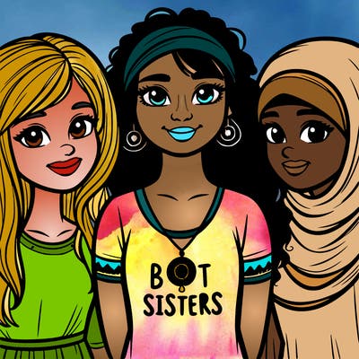 three sisters with a best sisters necklace