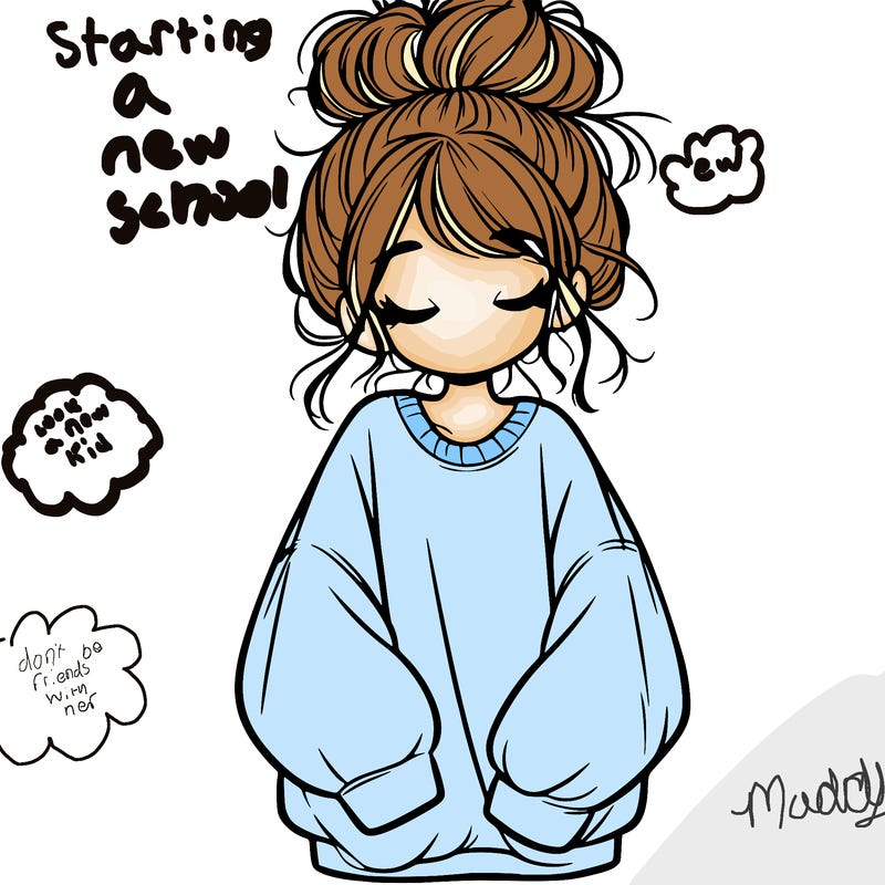 girl with baggy sweatshirt and messy bun