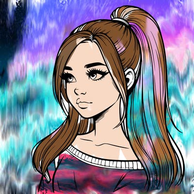 realistic girl with a high ponytail