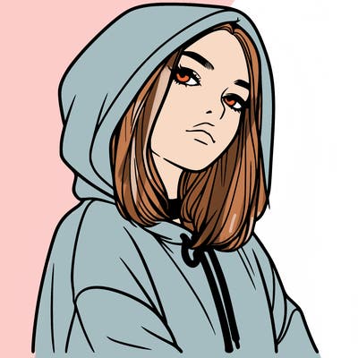 a realistic girl in a hoodie
