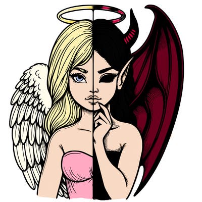 realistic angel half demon