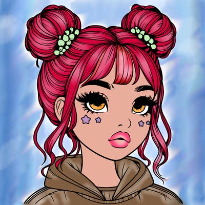 realistic girl with space buns