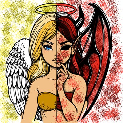 realistic angel half demon