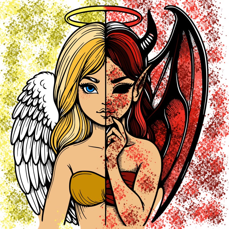 realistic angel half demon