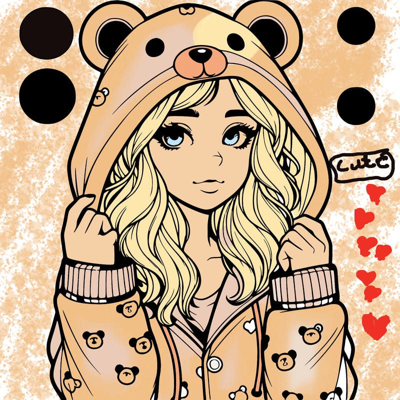 realistic girl in a animal pjs hoodie