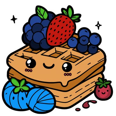 simple waffle with fruit