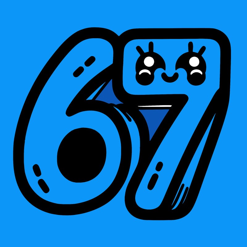 the numbers 67