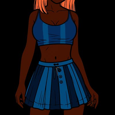 a woman wearing croptop and skirt