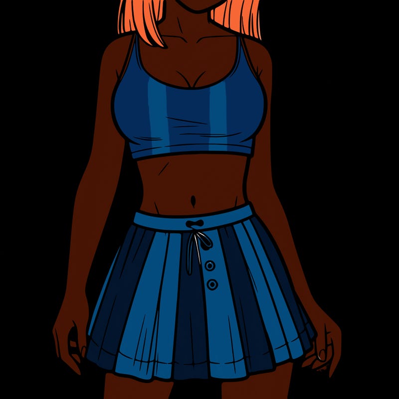 a woman wearing croptop and skirt