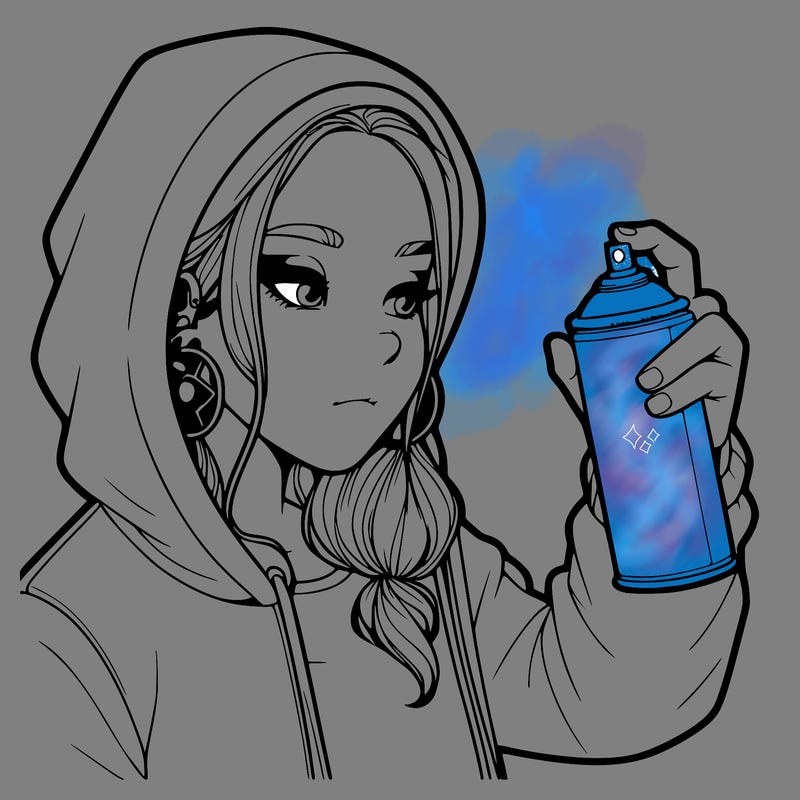 a realistic girl, spray painting