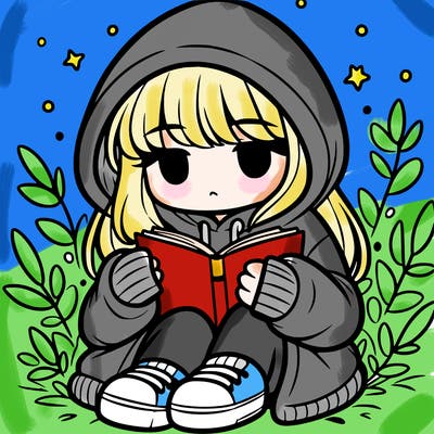 girl in oversized hoodie reading a book