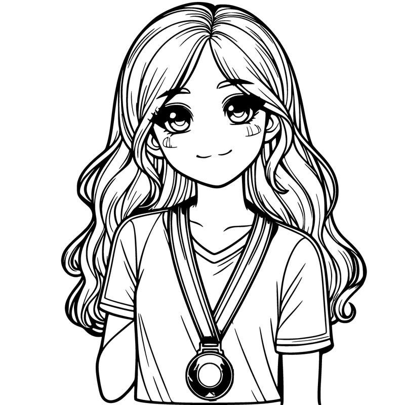 realistic girl with medal