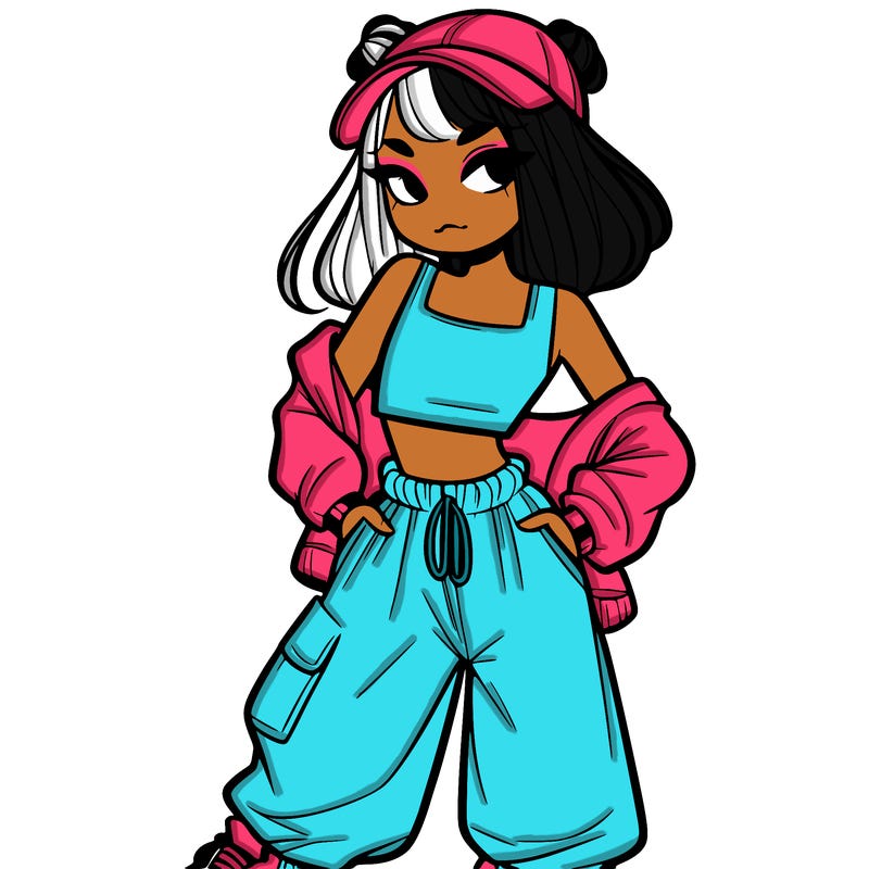 girl in crop top and baggy pants