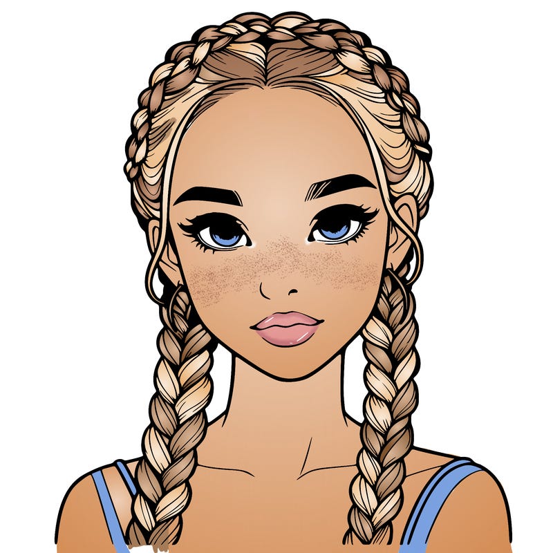 realistic girl with braids