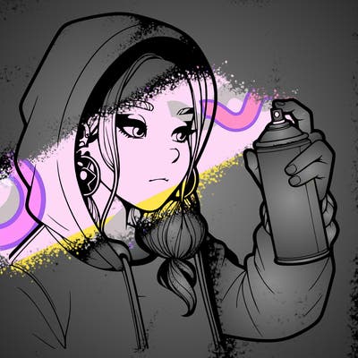 a realistic girl, spray painting