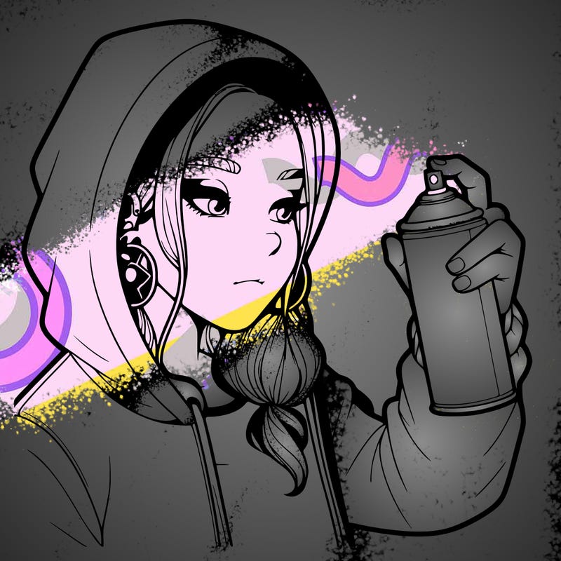 a realistic girl, spray painting