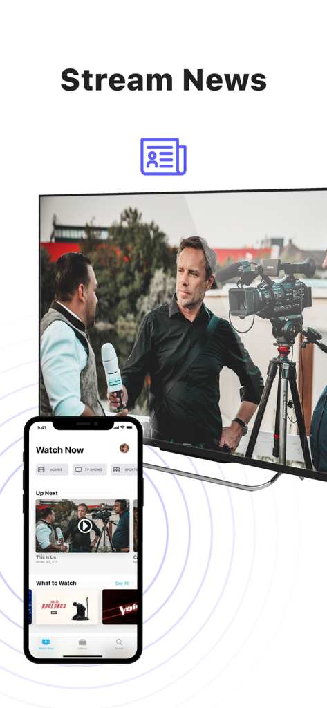 iPhone screen mirroring news content to a large Smart TV