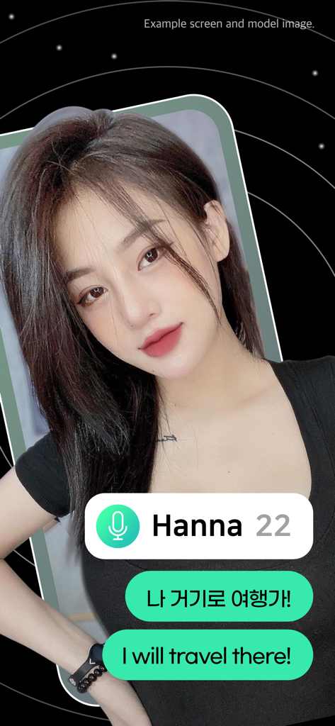 Profile of a user named Hanna on the Kmate app showing an automatic translation of a Korean message to English