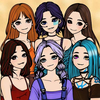 a group of girls realistic