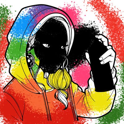 a realistic girl, spray painting