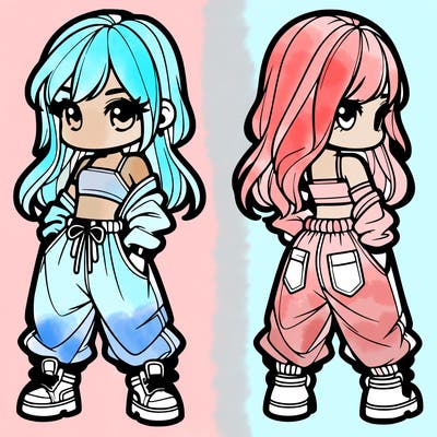 girl in crop top and baggy pants