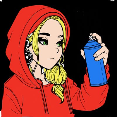 a realistic girl, spray painting
