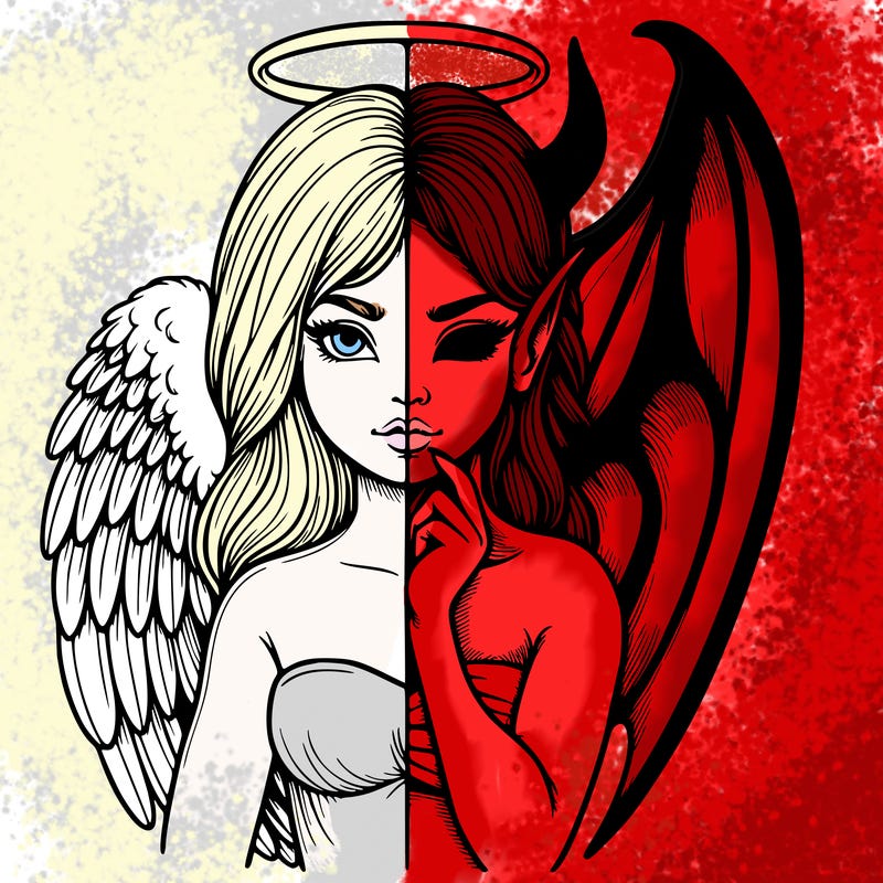 realistic angel half demon