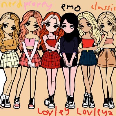 a group of girls realistic