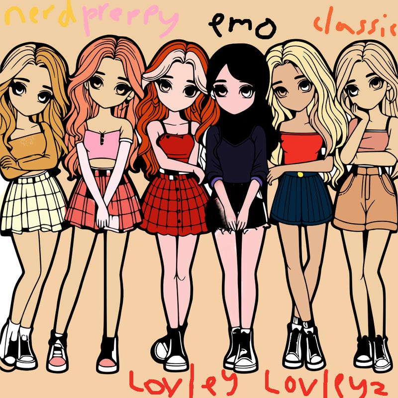 a group of girls realistic