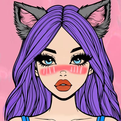 realistic girl with fox ears and realistic lips