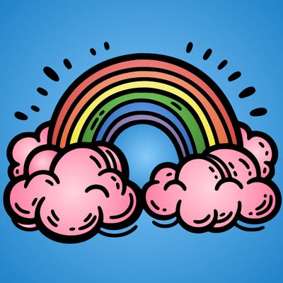 rainbow with clouds