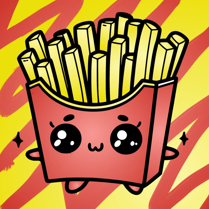a cute. french fries