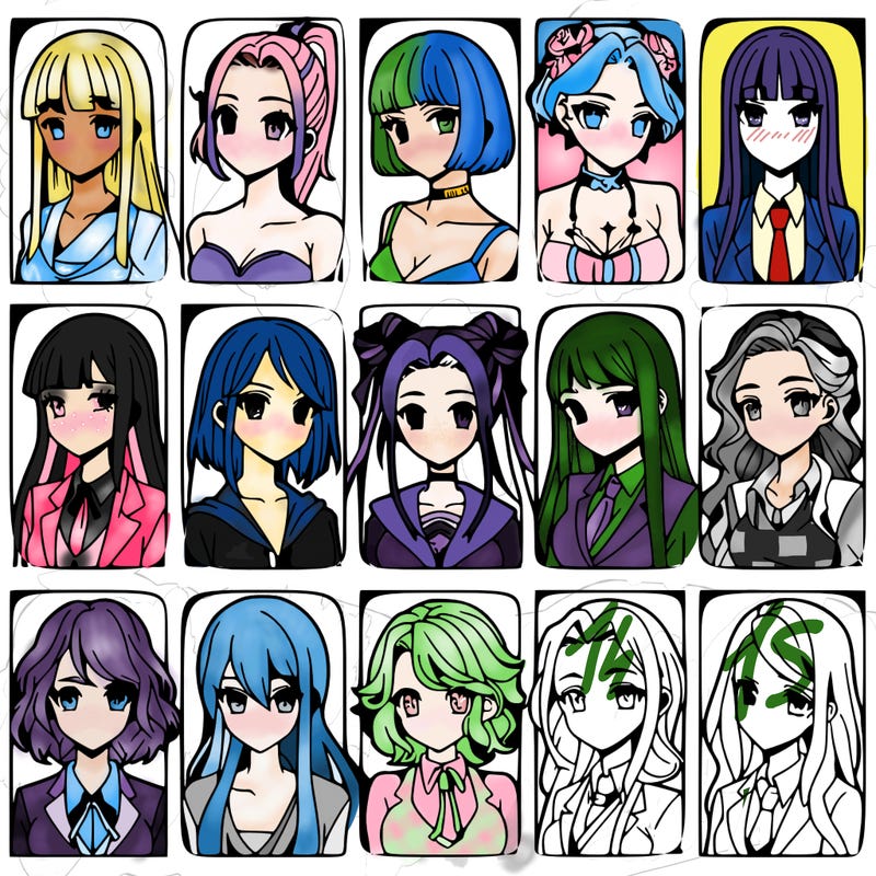 girls that look diffrent anime