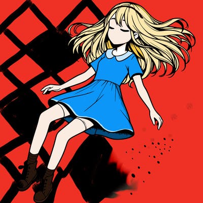 realistic girl floating