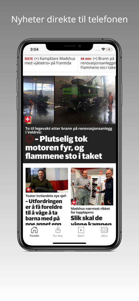 Screenshot der Jærbladet Nyheter Mobile-App-Oberfläche mit lokalen norwegischen Nachrichtenartikeln und Schlagzeilen.