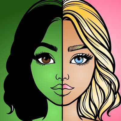 realistic girl split half