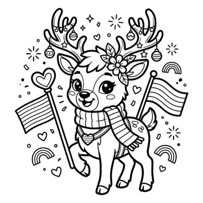 Introduce your little one to colors and creativity with this heartwarming reindeer Pride coloring page. Designed with toddlers in mind, it features bold outlines and large areas for easy, joyful coloring.