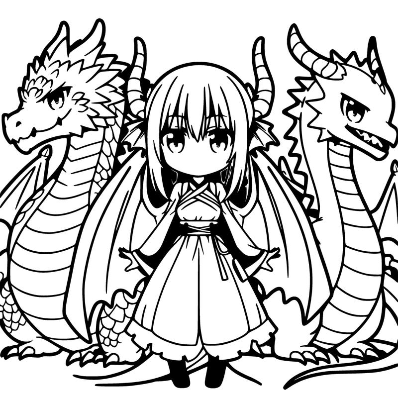 dragons with anime girl dragon