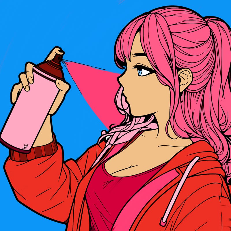 a realistic girl spray, painting