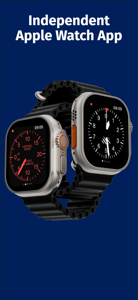Aviation Altimeter Pro - Independent Apple Watch app for Aviation Altimeter Pro showing authentic cockpit dials and night mode