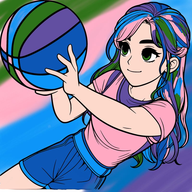 realistic girl playing basketball