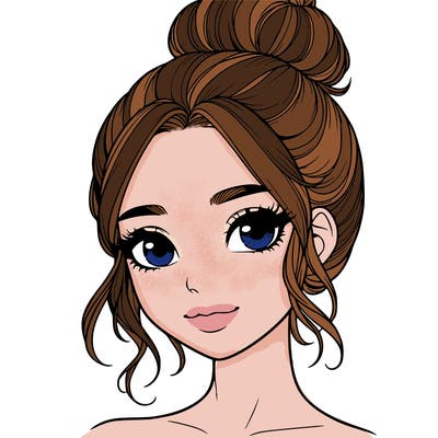 realistic pretty girl with hair in bun
