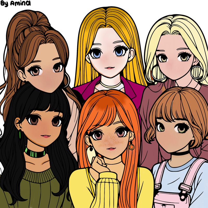 a group of girls realistic