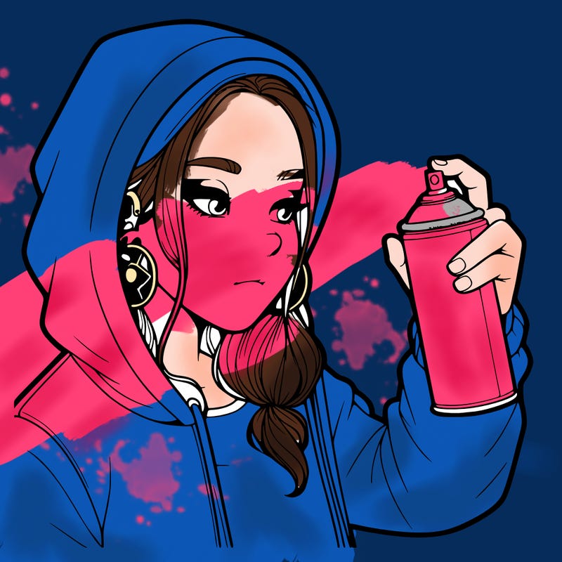 a realistic girl, spray painting