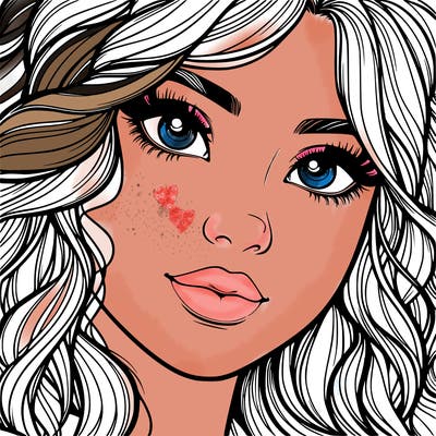 beautiful realistic girl close up to the camera with wavy hair,