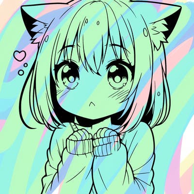 shy anime catgirl