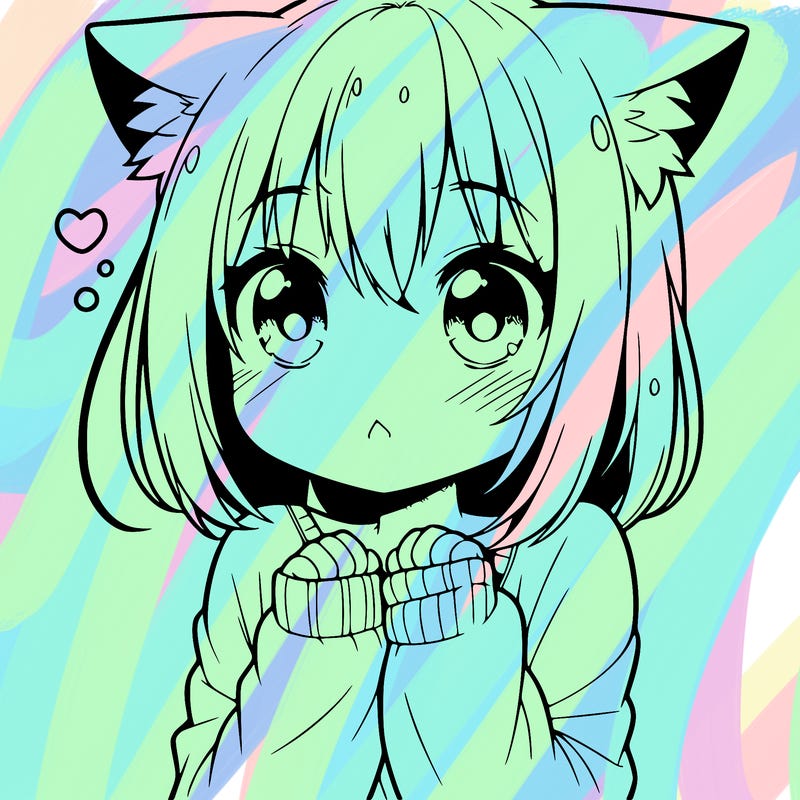 shy anime catgirl