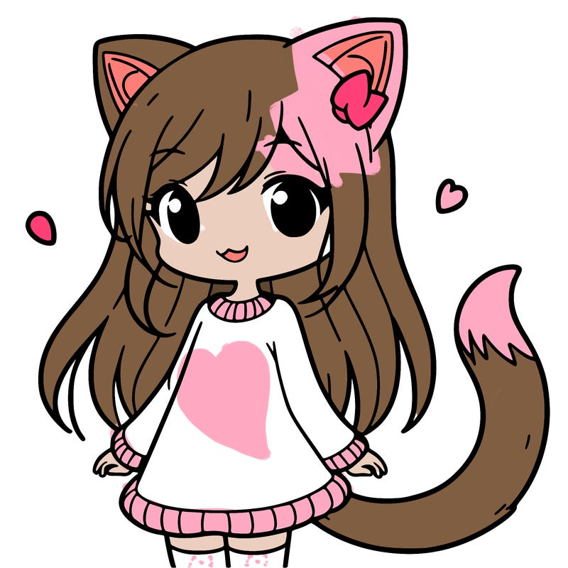 girl with cat ears and tail