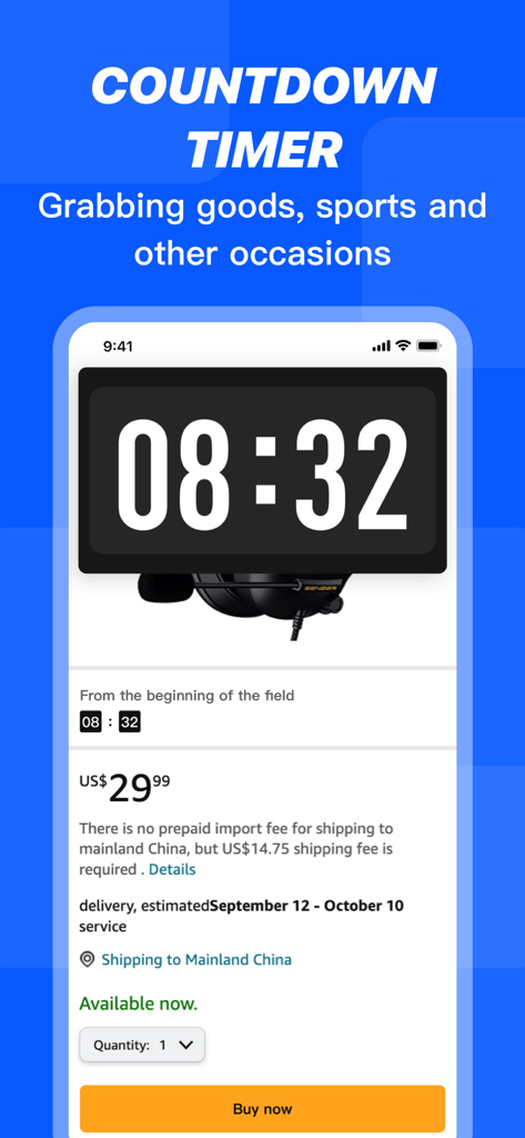PiP Splitware - Split Screen - A countdown timer overlaying a mobile shopping interface in PiP Splitware