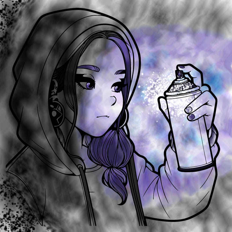 a realistic girl, spray painting